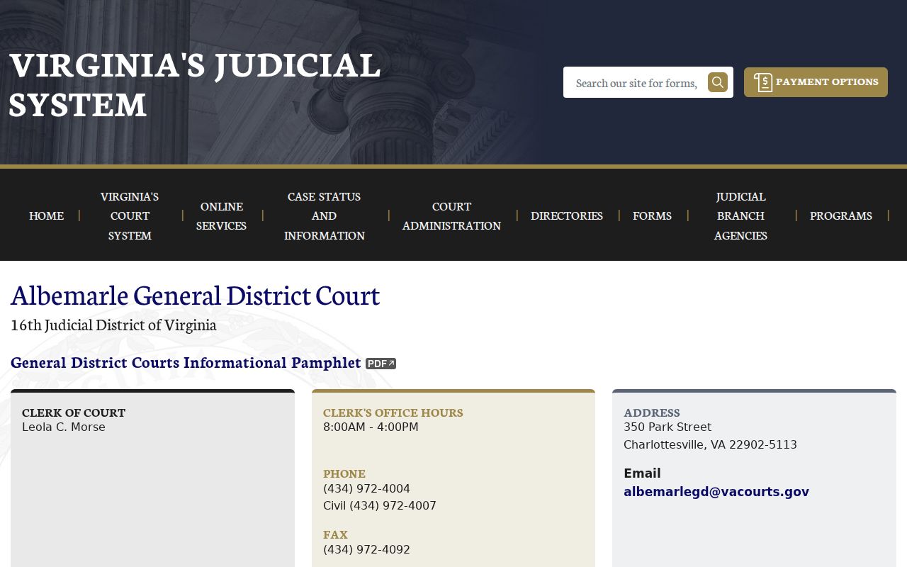 Albemarle County General District criminal court docket information