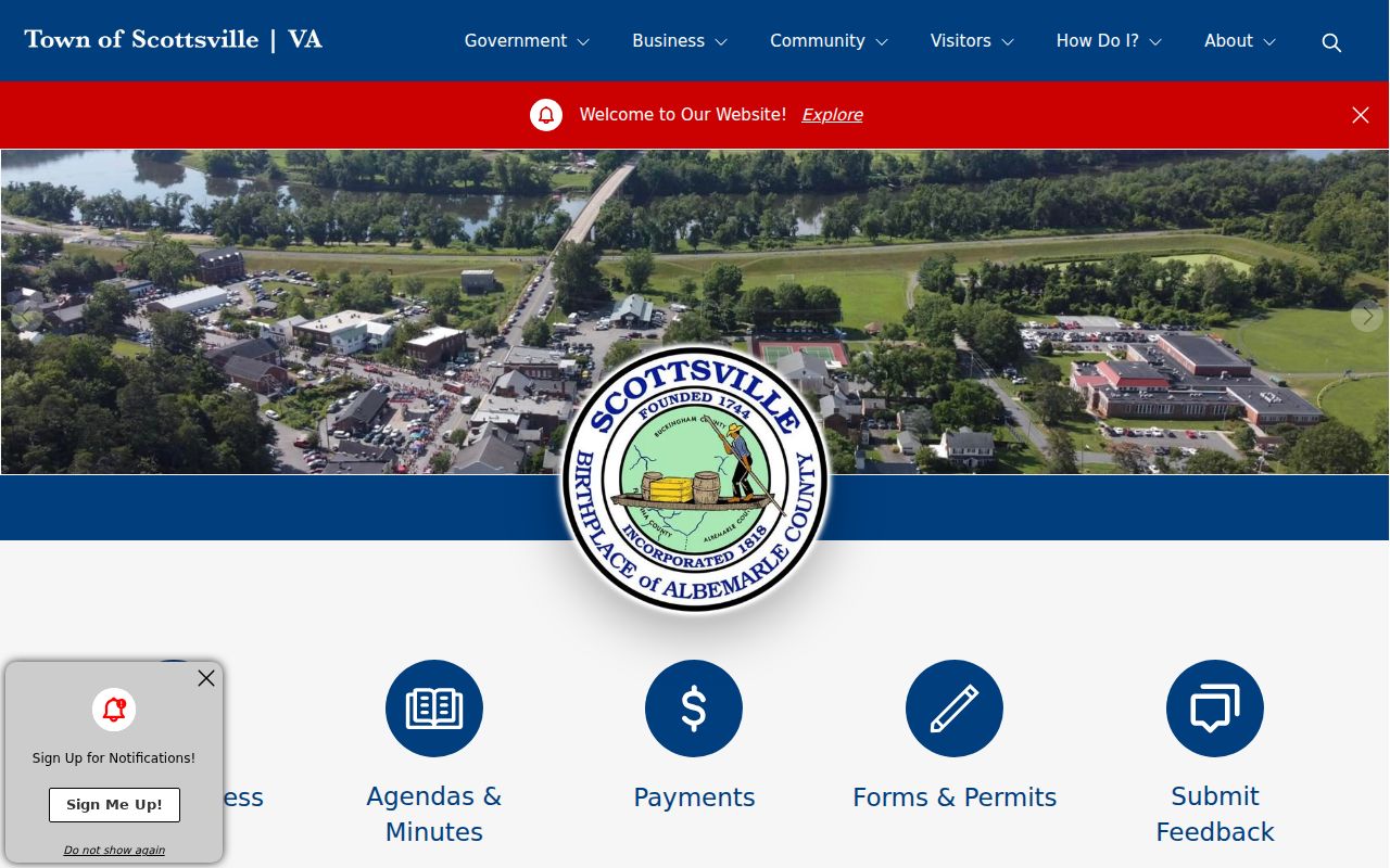 Scottsville town government source for local criminal history record routing