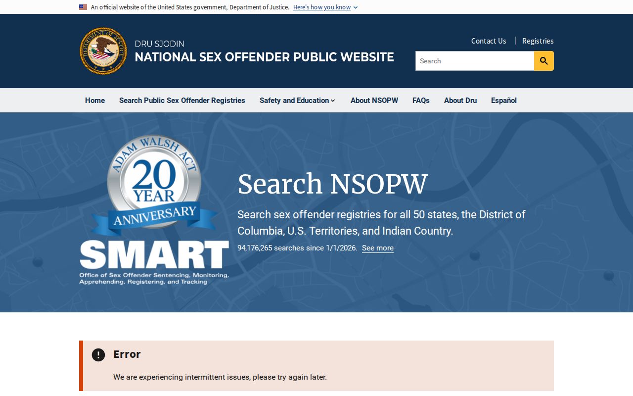Albemarle County sex offender check through the national NSOPW registry search